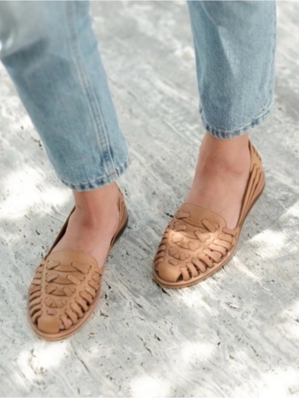 LIKE NEW Nisolo Huarache Sandal Almond, Leather Woven Sandals Shoes Tan 9.5